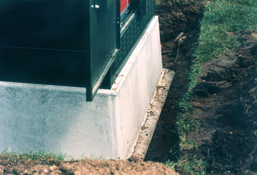 Standard transformer Fibercrete box pads Built by Concast, Inc. in