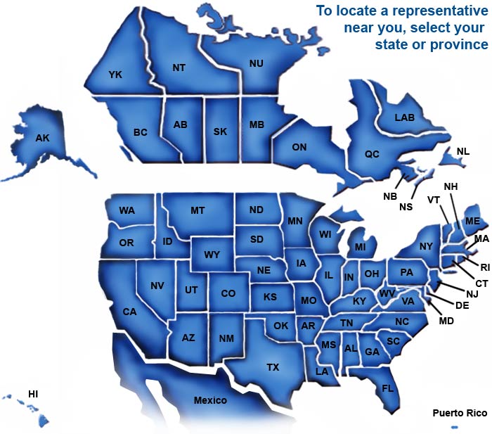North American map to help locate a Concast sales representative near you