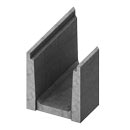 Concrete solid bottom 24 inch deep angled channel for light traffic H-10 rated trench runs.