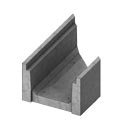 Concrete angled channel with solid bottom used to create 45 and 90 degree corners in heavy traffic rated trench runs produced by Concast, Inc.