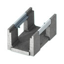 Light traffic rated, fiber and steel reinforced concrete universal channel, with optional solid bottom produced by Concast, Inc.