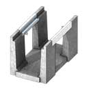 Concrete universal channel with solid bottom and a standard cross-section design used to create ells, tees, and crosses in light traffic rated trench runs produced by Concast, Inc.