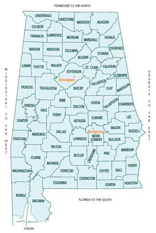 Image Link to a county map of Alabama which is covered by Energy Reps