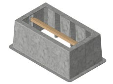 CAD generated iso view of a split box pad built by Concast, Inc