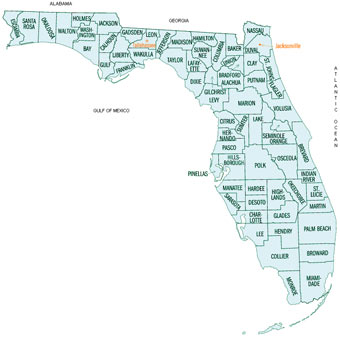 Image Link to a county map of Florida