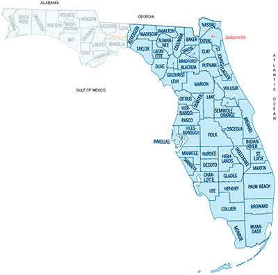 Image Link to a county map of eastern Florida which is covered by Energy Reps