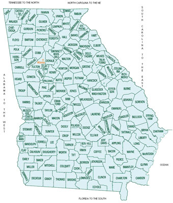 Image Link to a county map of Georgia which is covered by Energy Reps
