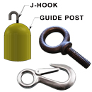 Image Link to Eye Bolts, J-Hooks, and Rope Clamps