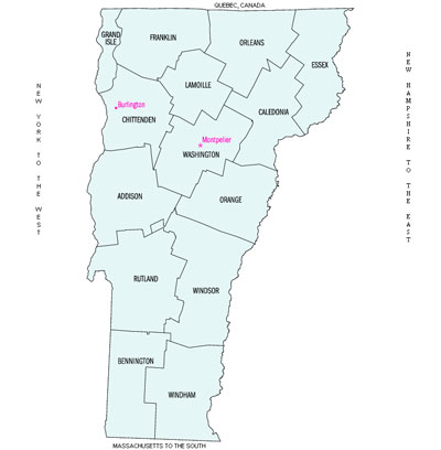 Vermont map of Shamrock Power Sales territory