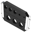 Concast HDPE plastic cable support block system; which aligns, separates, elevates, and stabilizes any channel cables.  The system uses two aluminum sleeves on either end of the assembly.