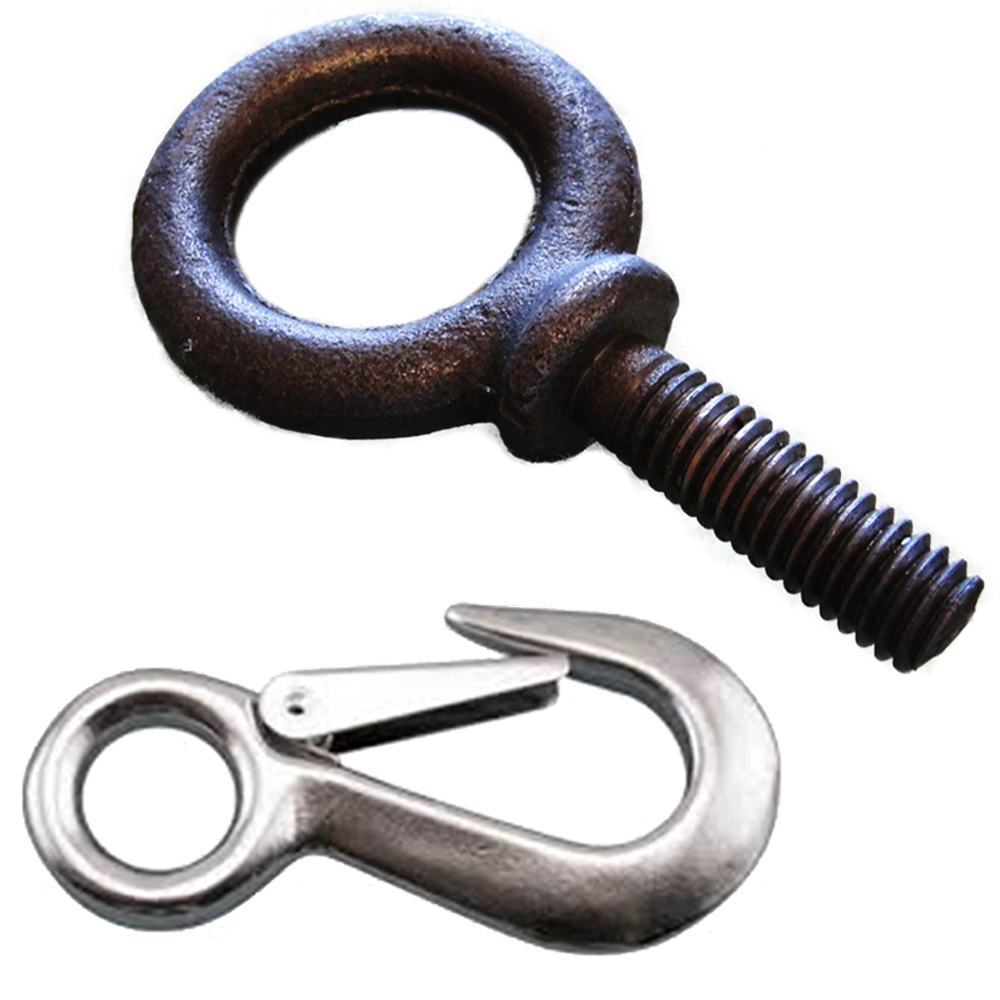 Galvanized Steel Eye Bolts, Clamps & Hooks Used for Attaching Safety
