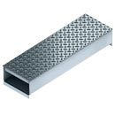 Aluminum gutters that fit in notched channel for the purpose of preventing water damming around pedestrian rated trench runs.