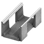 Isometric view of 24 inch deep PT pedestrian channel