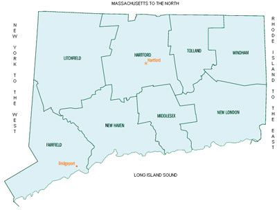 Connecticut map of Shamrock Power Sales territory