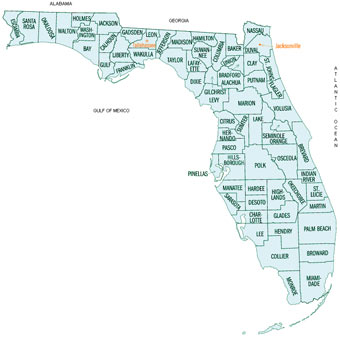 Image Link to a county map of Florida which is covered by Energy Reps