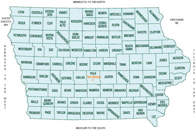 Iowa map of Energy Solutions Sales territory
