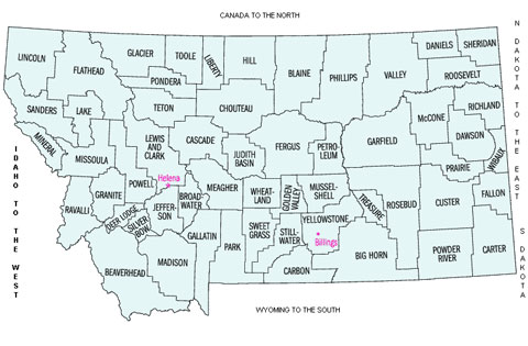 Montana county map of Peterson Company territory
