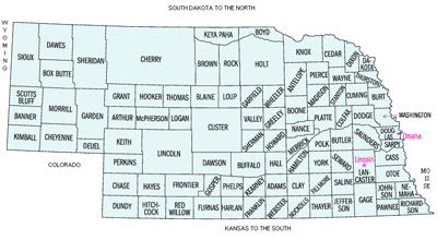 Nebraska map of Energy Solutions Sales territory