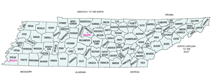 Image Link to a county map of Tennessee which is covered by Energy Reps